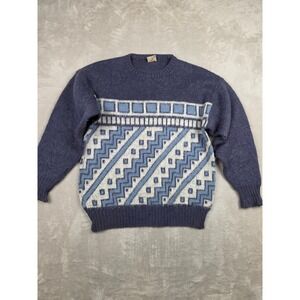 Vintage Alafoss Icewool Sweater Mens M Blue Nordic Icelandic Pure New Wool